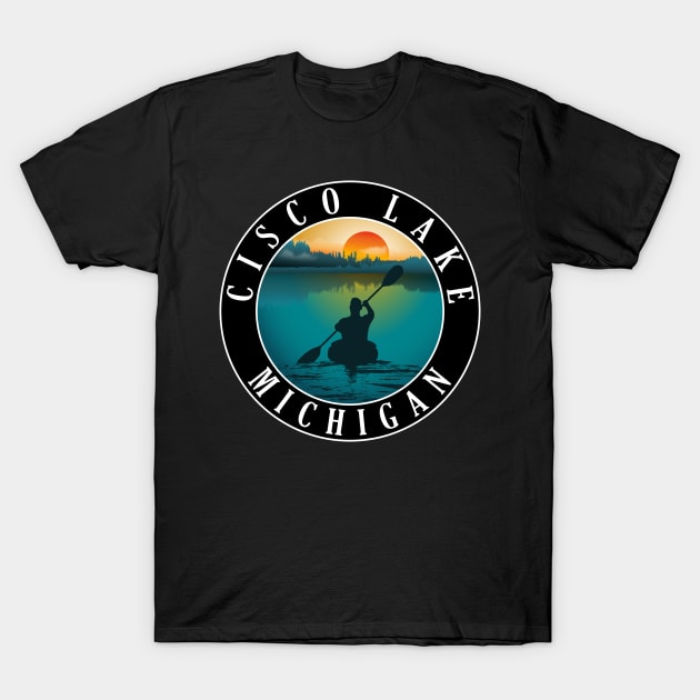 Cisco Lake Kayaking Michigan Sunset T-Shirt by BirdsEyeWorks